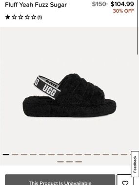 UGG Black Fluff Yeah Fuzz Slide with Branded Heel Strap